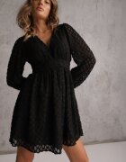 retro & icone Rochie Neagră din Țesătură Plumeti cu Croi Cloș cu Decolteu în V Zenarela