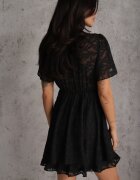 retro & icone Rochie Neagră Evazată cu Decolteu cu Capse Tarae