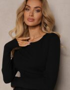 retro & icone Rochie Neagră Mulată din Viscoză cu Drapaj și Umeri Întăriți Ceadra
