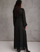 retro & icone Rochie neagră netedă Maxi cu croială evazată cu mâneci largi și decolteu triunghiular Biswas