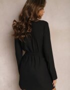 retro & icone Rochie Neagră Petrecută cu Curea și Mâneci Largi Irvena