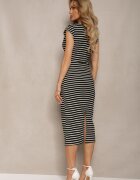 retro & icone Rochie Negru-Alb cu croială ajustată fără mâneci cu șlițuri Vlalia