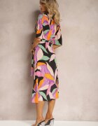 retro & icone Rochie Negru-Violet Petrecută cu Curea Textilă în Talie Ruspia
