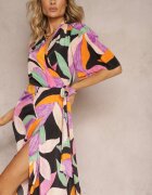 retro & icone Rochie Negru-Violet Petrecută cu Curea Textilă în Talie Ruspia