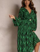 retro & icone Rochie Plisată Maxi Verde cu top petrecut și elastic în talie Holia