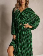 retro & icone Rochie Plisată Maxi Verde cu top petrecut și elastic în talie Holia