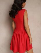 retro & icone Rochie Roșie cu croială evazată cu decolteu pătrat Halivira