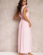 retro & icone Rochie Roz Cloș cu Decolteu Petrecut Elices