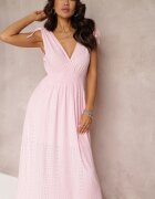 retro & icone Rochie Roz Cloș cu Decolteu Petrecut Elices