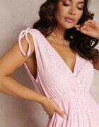 retro & icone Rochie Roz Cloș cu Decolteu Petrecut Elices