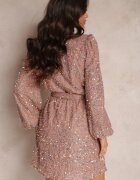 retro & icone Rochie Roz cu paiete cu Decolteu petrecut Voodek