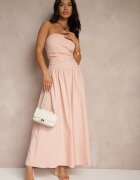 retro & icone Rochie roz de cocktail din bumbac Bodycon Filitera