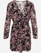 retro & icone Rochie roz închis mulată mini cu decolteu petrecut florală Refoxa