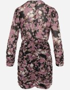 retro & icone Rochie roz închis mulată mini cu decolteu petrecut florală Refoxa