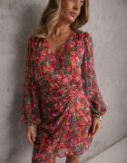 retro & icone Rochie Roz-Portocaliu Scurtă Petrecută cu Imprimeu Floral Ninora