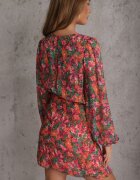 retro & icone Rochie Roz-Portocaliu Scurtă Petrecută cu Imprimeu Floral Ninora