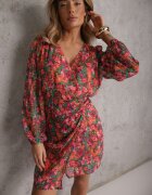 retro & icone Rochie Roz-Portocaliu Scurtă Petrecută cu Imprimeu Floral Ninora