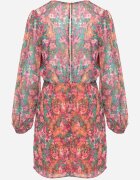 retro & icone Rochie Roz-Portocaliu Scurtă Petrecută cu Imprimeu Floral Ninora