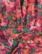 retro & icone Rochie Roz-Portocaliu Scurtă Petrecută cu Imprimeu Floral Ninora