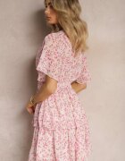 retro & icone Rochie Roză cu croi evazat cu elastic în talie și încrețituri Nerva
