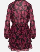 retro & icone Rochie roză mini evazată cu decolteu petrecut cu imprimeu floral Retrina