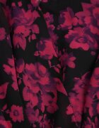 retro & icone Rochie roză mini evazată cu decolteu petrecut cu imprimeu floral Retrina