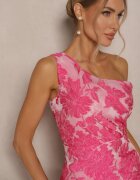 retro & icone Rochie Rozalie florală cambrată cu top asimetric pe un umăr Halavira