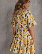 retro & icone Rochie tip cămașă Bej Evazată cu cordon legat și mânecă scurtă Lavialane