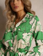 retro & icone Rochie tip cămașă Verde cu centură legată Rume