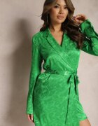 retro & icone Rochie Tip Plic Mini Verde Legată în Talie Wilera