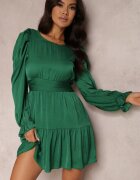 retro & icone Rochie Verde Cintrată cu Volane Casserona