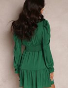 retro & icone Rochie Verde Cintrată cu Volane Casserona