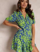 retro & icone Rochie Verde Cloș cu Decolteu petrecut Dahni