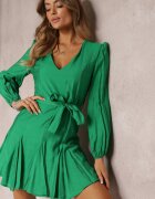 retro & icone Rochie Verde Cloș Mini cu Cordon în Talie Evyna
