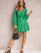 retro & icone Rochie Verde Cloș Mini cu Cordon în Talie Evyna