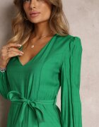 retro & icone Rochie Verde Cloș Mini cu Cordon în Talie Evyna