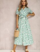 retro & icone Rochie Verde din Bumbac Andrilla