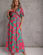 retro & icone Rochie verde evazată maxi cu decupaje Aleri