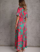 retro & icone Rochie verde evazată maxi cu decupaje Aleri