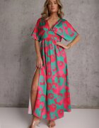 retro & icone Rochie verde evazată maxi cu decupaje Aleri