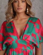 retro & icone Rochie verde evazată maxi cu decupaje Aleri