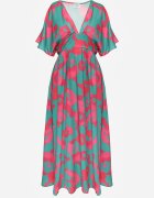 retro & icone Rochie verde evazată maxi cu decupaje Aleri