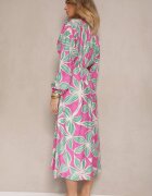 retro & icone Rochie Verde-Fucsia Tip plic din Viscoză cu Imprimeu Floral Frolhiria