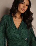 retro & icone Rochie Verde închis cu dantelă cu croială cambrată și decolteu petrecut Nelabine