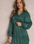 retro & icone Rochie Verde închisă cu volane Hile