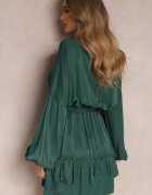 retro & icone Rochie Verde închisă cu volane Hile