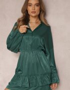 retro & icone Rochie Verde închisă cu volane Hile
