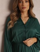 retro & icone Rochie Verde închisă cu volane Hile