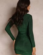 retro & icone Rochie Verde închisă drapajată cu decolteu petrecut Chalno