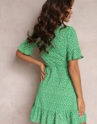 retro & icone Rochie Verde Petrecută cu flori cu volane Vonnos